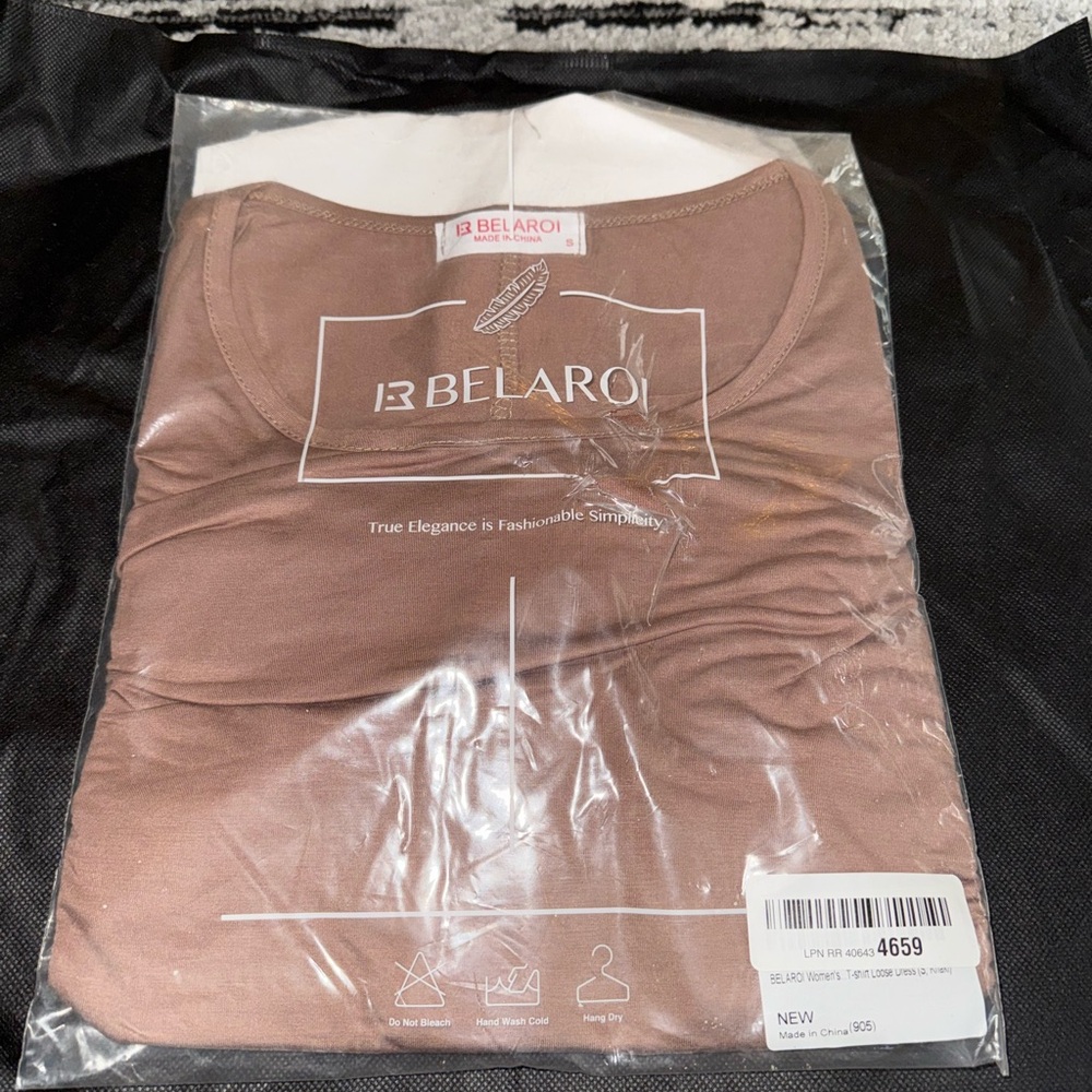 Womens Tshirt Dress Small Khaki Brown Loose Tshirt Dress Belaroi
